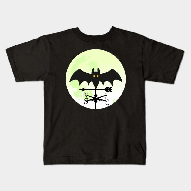 Bat Moon Weathervane Kids T-Shirt by Nuletto
